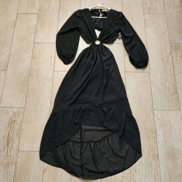 Blush Cutout Maxi Black Dress size Medium - Picture 4 of 14